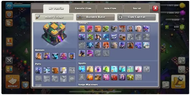 COC288 Tiger Mountain TH14 Semi Max EXP 151 Heroes 70 70 50 48 25 Gems 608 CN 500 BH10 Pets L6 L5 L6 L5